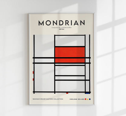 Composition No. 4 with red and blue By Piet Mondrian Exhibition Poster