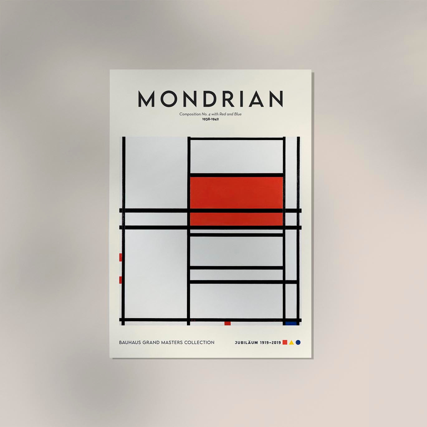 Composition No. 4 with red and blue By Piet Mondrian Exhibition Poster