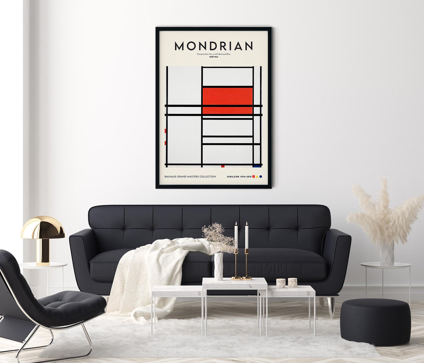 Composition No. 4 with red and blue By Piet Mondrian Exhibition Poster