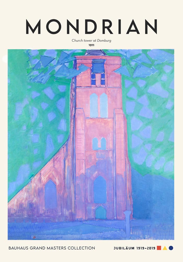 Church tower at Domburg By Piet Mondrian Exhibition Poster