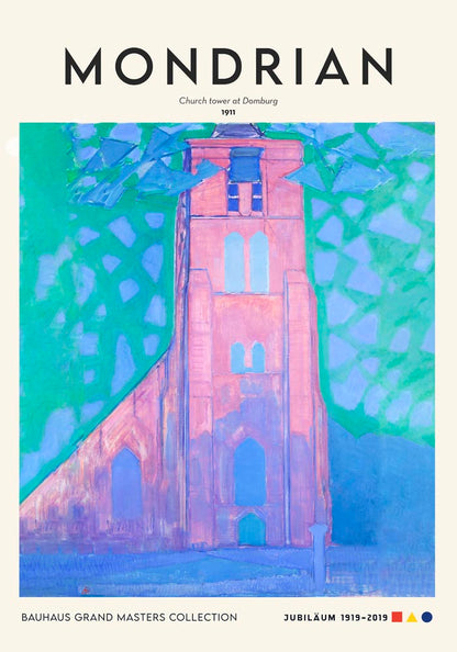 Church tower at Domburg By Piet Mondrian Exhibition Poster