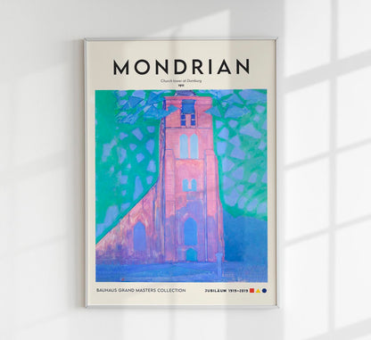 Church tower at Domburg By Piet Mondrian Exhibition Poster