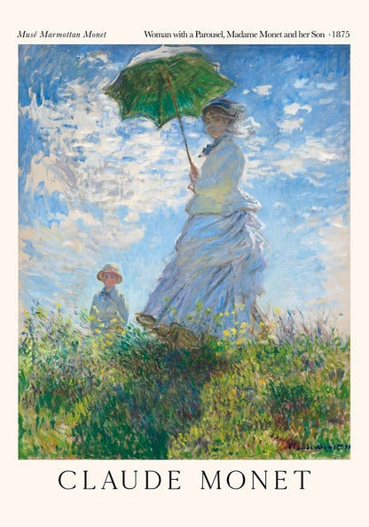 Woman with a Parousel, Madame Monet and her Son by Claud Monet Exhibition Poster