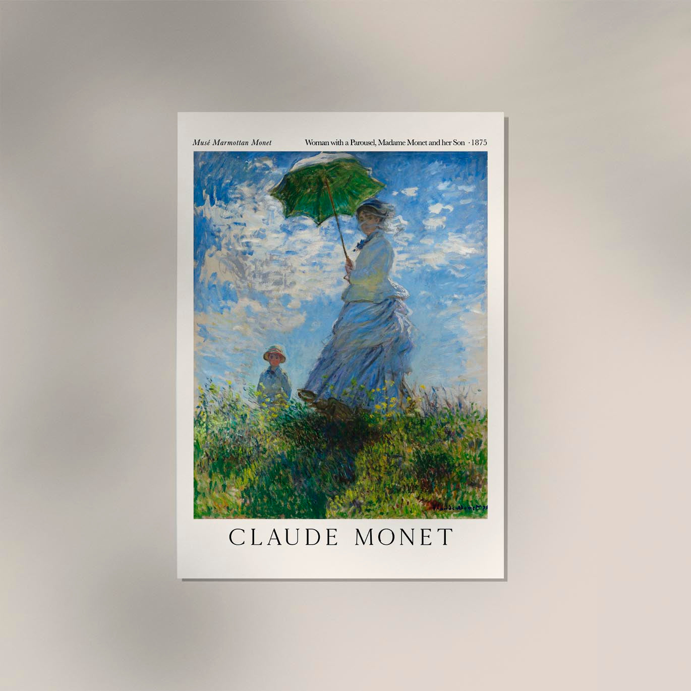 Woman with a Parousel, Madame Monet and her Son by Claud Monet Exhibition Poster