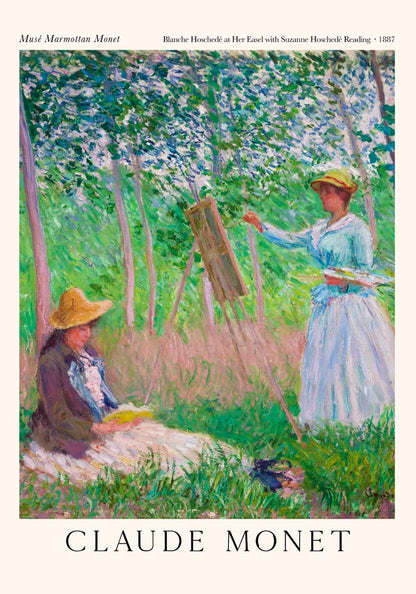 Blanche Hoschedé at Her Easel with Suzanne Hoschedè Reading by Claude Monet Exhibition Poster