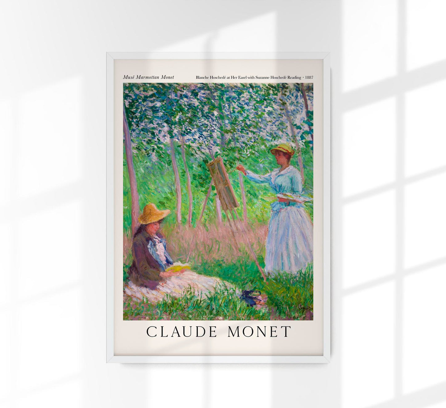 Blanche Hoschedé at Her Easel with Suzanne Hoschedè Reading by Claude Monet Exhibition Poster