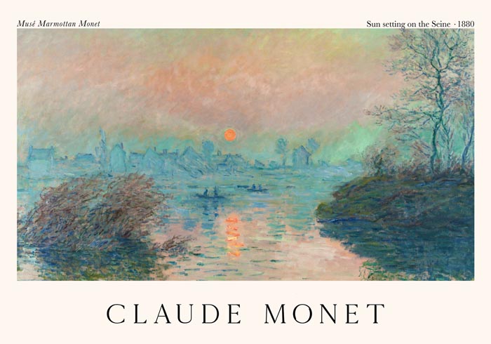 Sun setting on the Seine by Claude Monet Exhibition Poster