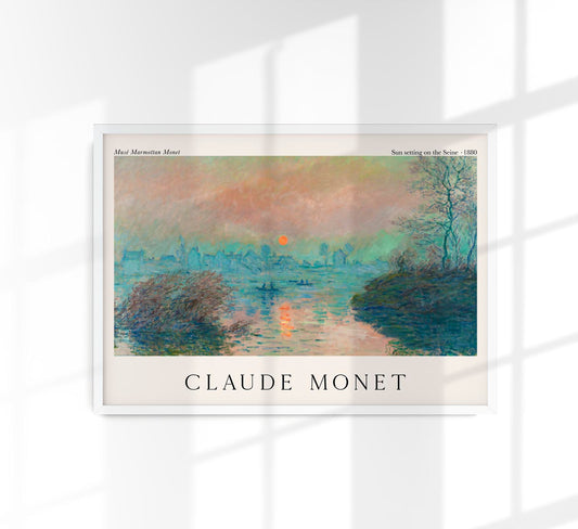 Sun setting on the Seine by Claude Monet Exhibition Poster