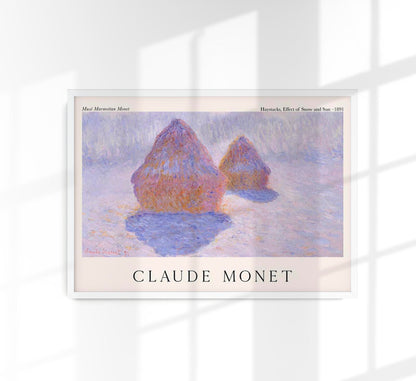 Haystacks,Effect of Snow and Sun by Claude Monet Exhibition Poster