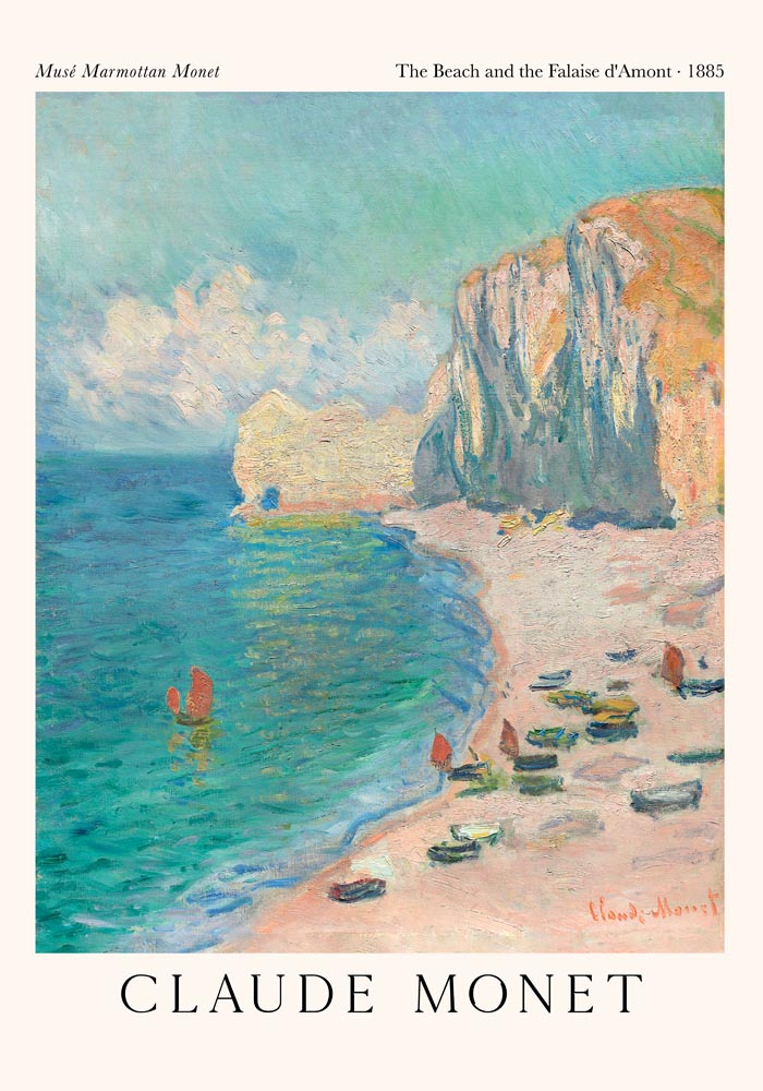 The Beach and the Falaise d'Amont by Monet Exhibition Poster