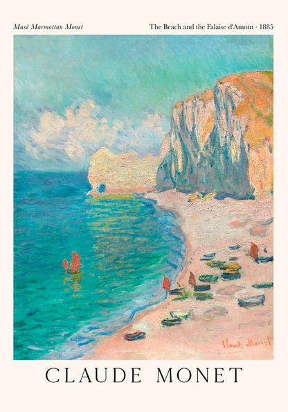 The Beach and the Falaise d'Amont by Monet Exhibition Poster