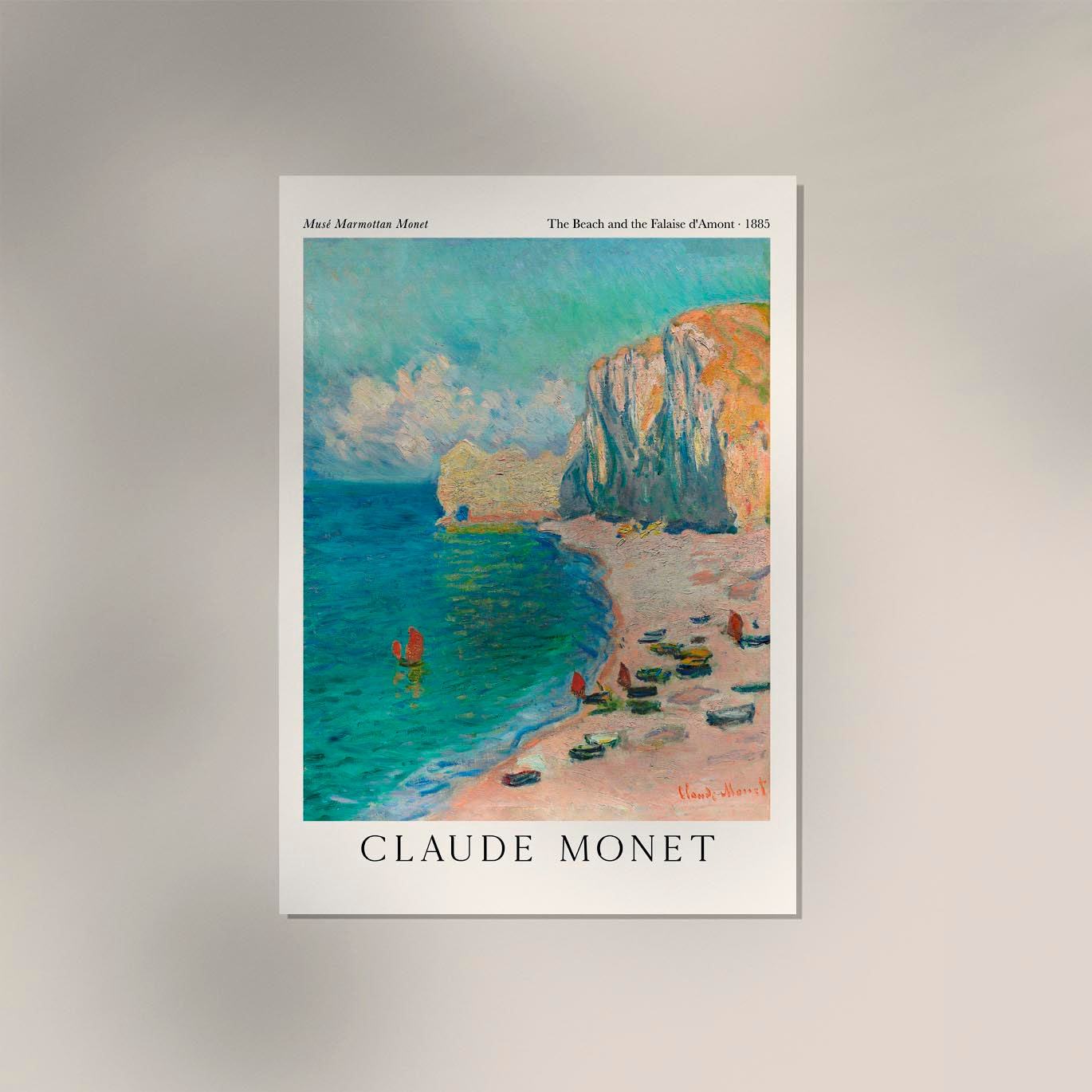 The Beach and the Falaise d'Amont by Monet Exhibition Poster