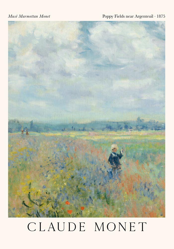 Poppy Fields near Argenteuil vertical by Claude Monet Exhibition Poster