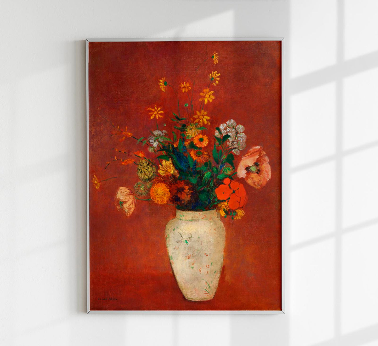 Bouquet in a Chinese Vase Painting by Odilon Redon