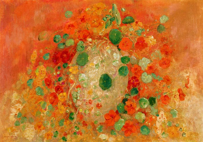 Nasturtiums Painting  by Odilon Redon