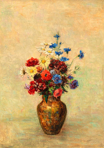 Flowers in a Vase Painting  by Odilon Redon