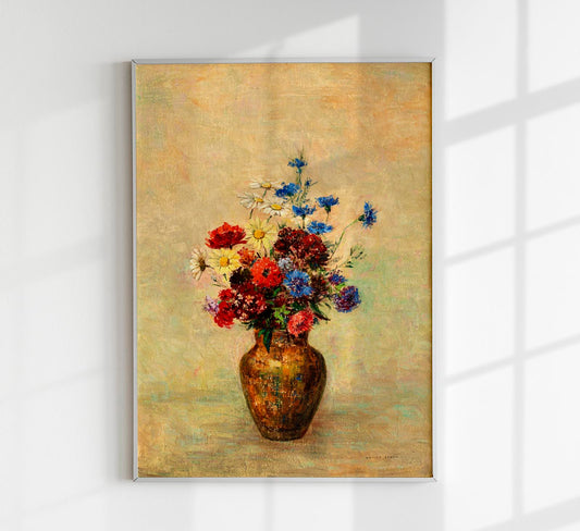 Flowers in a Vase Painting  by Odilon Redon