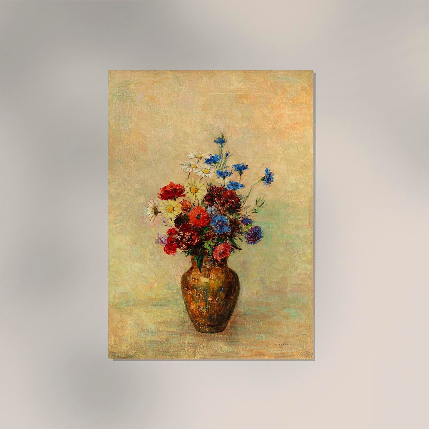 Flowers in a Vase Painting  by Odilon Redon