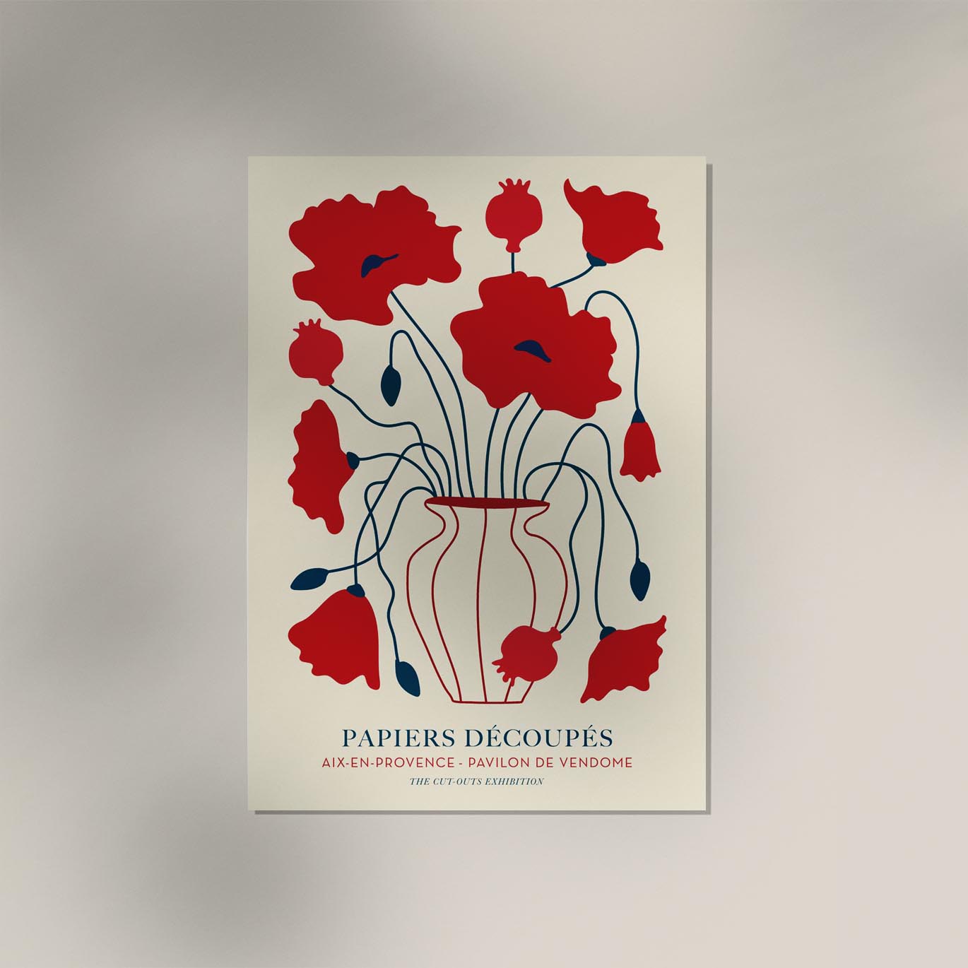 Red Poppy Flowers Papiers Decoupes Art Poster