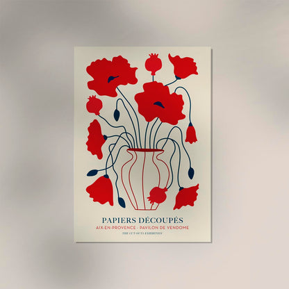 Red Poppy Flowers Papiers Decoupes Art Poster