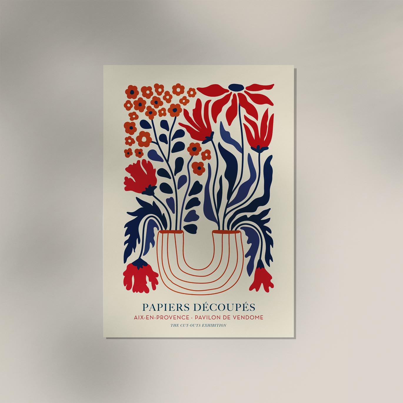 Flowers Bouquet with a Red Vase Papiers Decoupes Art Poster