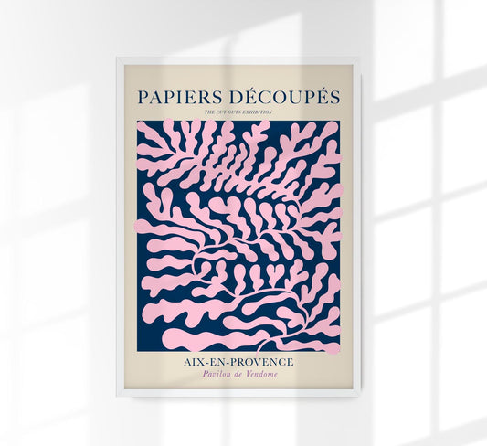 Pink and blue Papiers Decoupes Art Poster