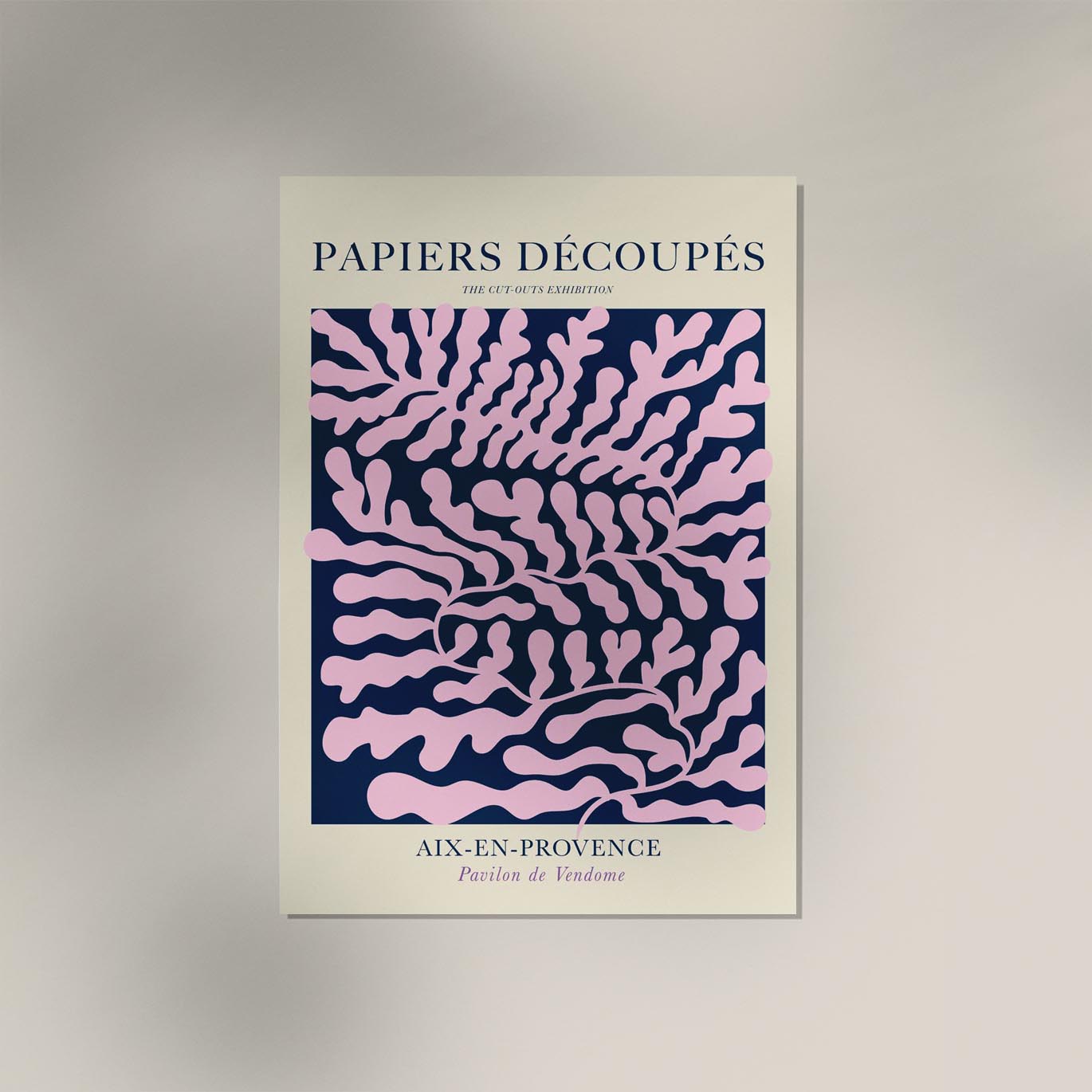 Pink and blue Papiers Decoupes Art Poster