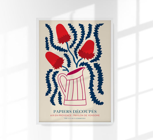 Red bouquet on magenta vase Papiers Decoupes Art Poster