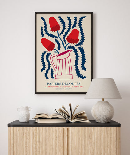 Red bouquet on magenta vase Papiers Decoupes Art Poster