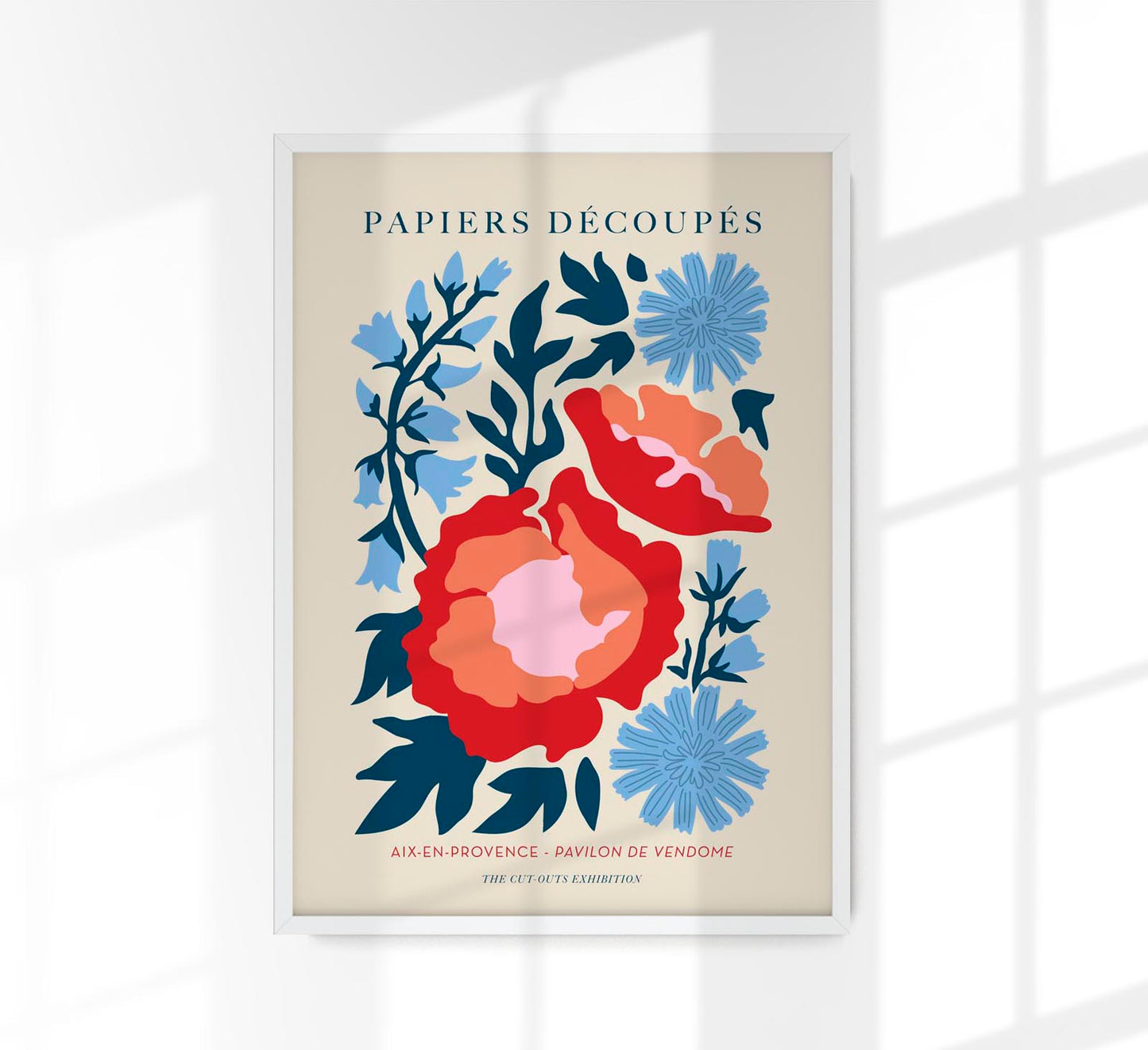 Two red flowers Papiers Decoupes Art Poster