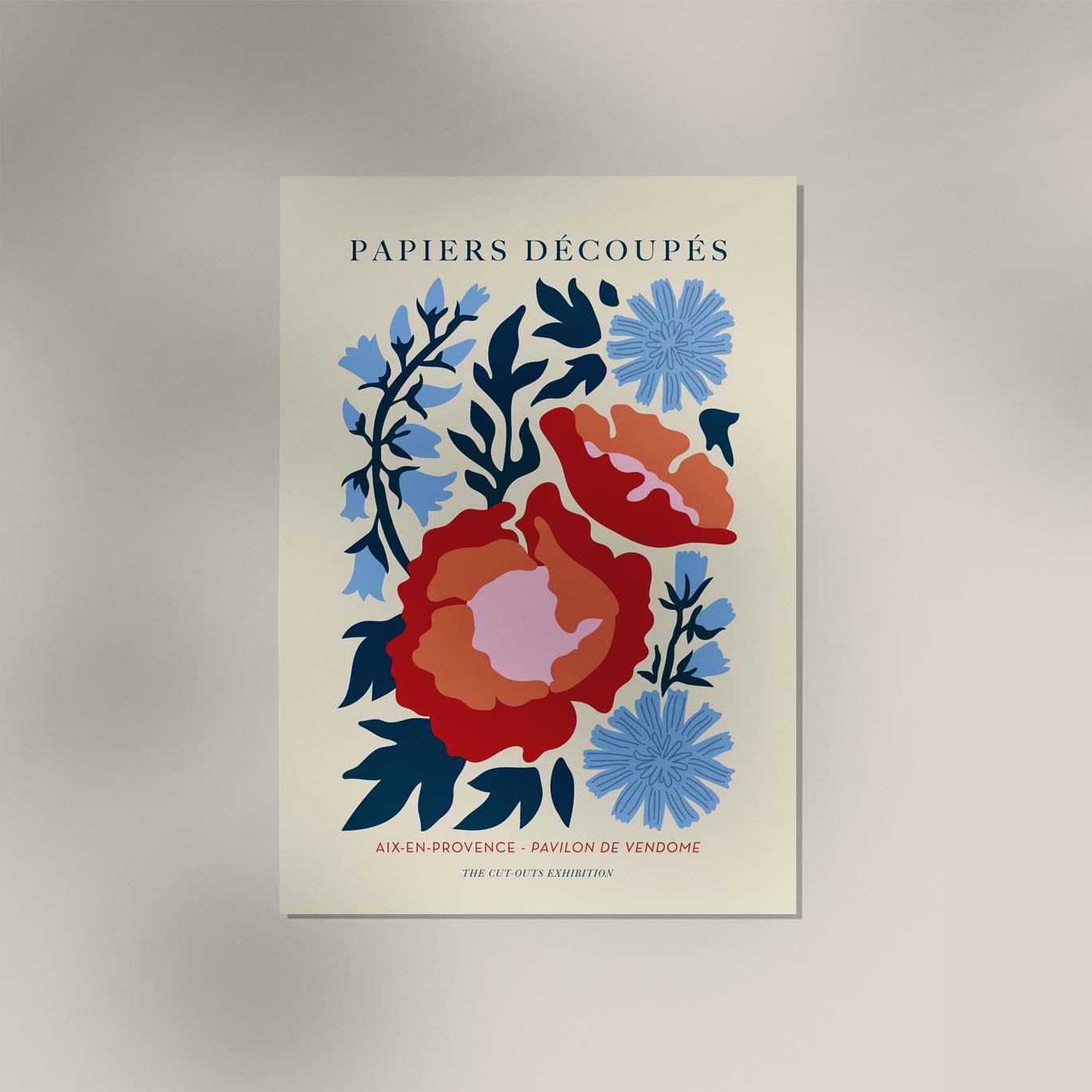 Two red flowers Papiers Decoupes Art Poster