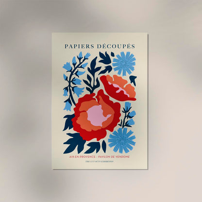 Two red flowers Papiers Decoupes Art Poster