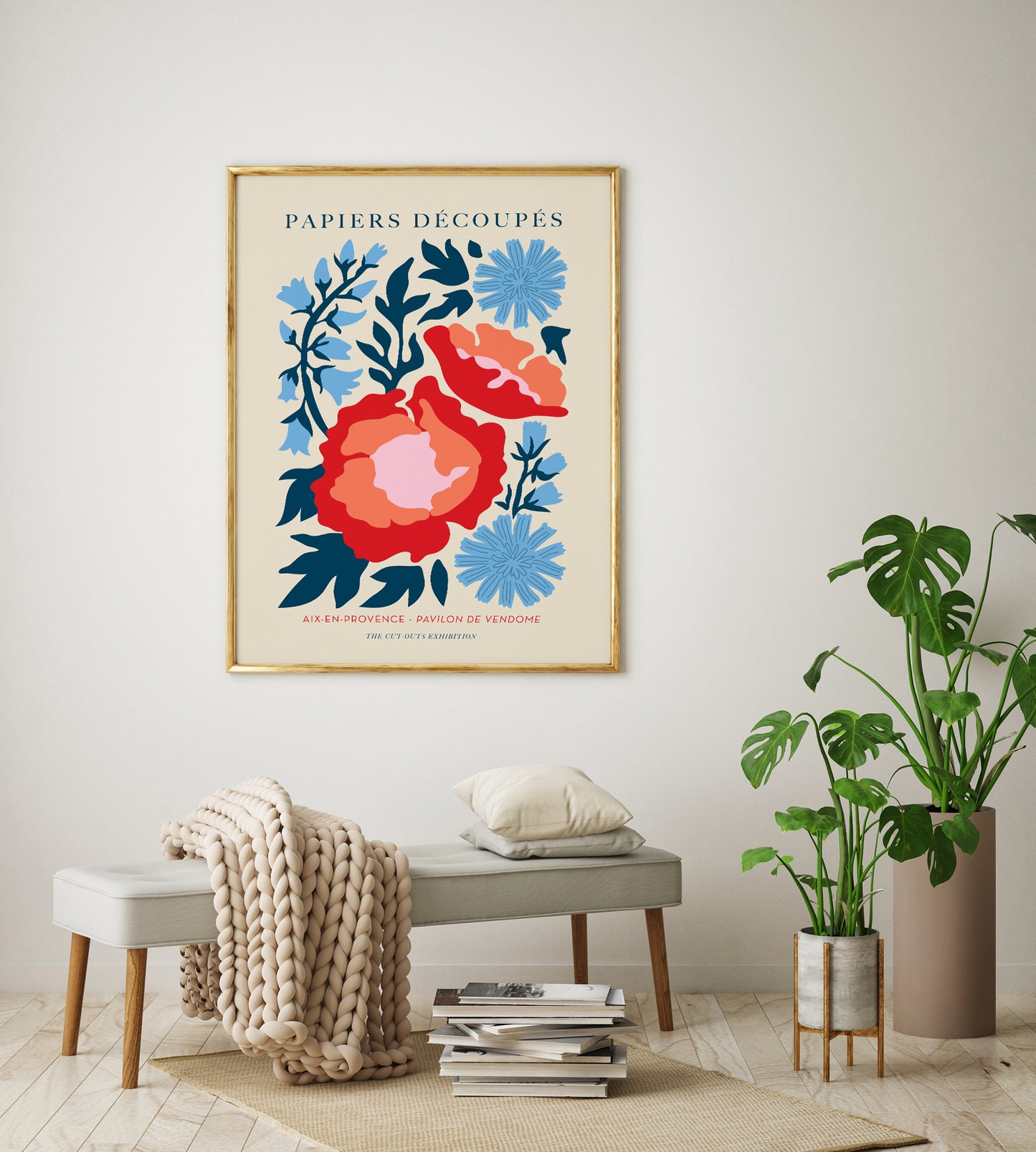 Two red flowers Papiers Decoupes Art Poster