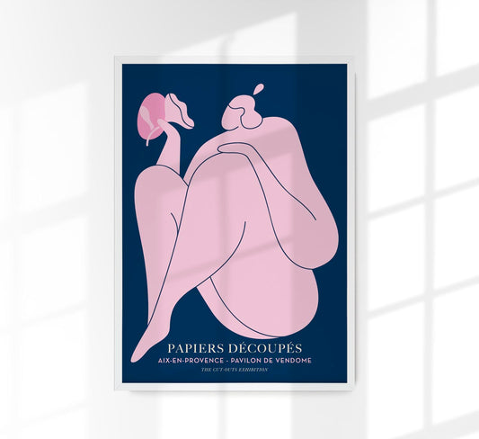 Woman with a flower pink Papiers Decoupes Art Poster