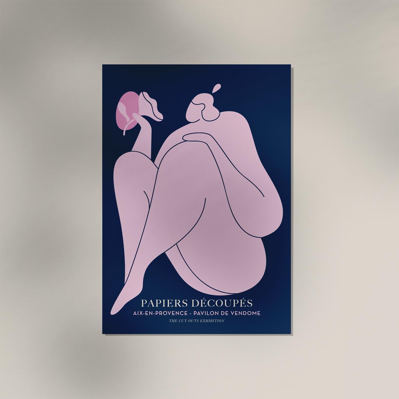 Woman with a flower pink Papiers Decoupes Art Poster