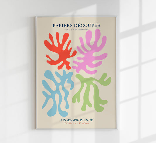 Colorful Fluid forms Papiers Decoupes Art Poster