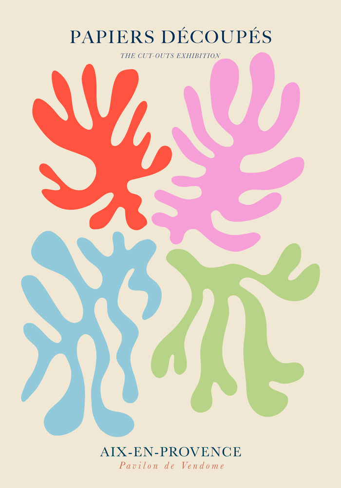 Colorful Fluid forms Papiers Decoupes Art Poster