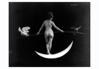 Nude photography of naked woman - Night (1895) by F.B. Johnson & Company