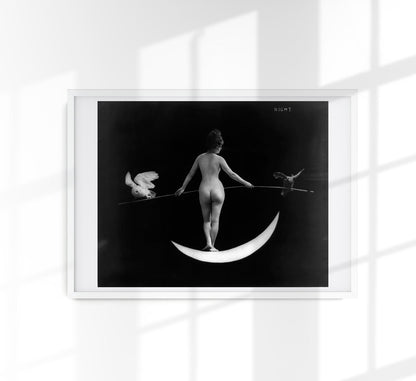 Nude photography of naked woman - Night (1895) by F.B. Johnson & Company