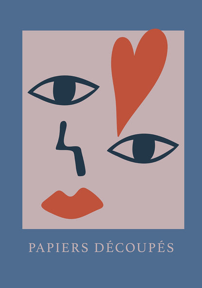 Face & Heart Papiers Decoupes Art Poster