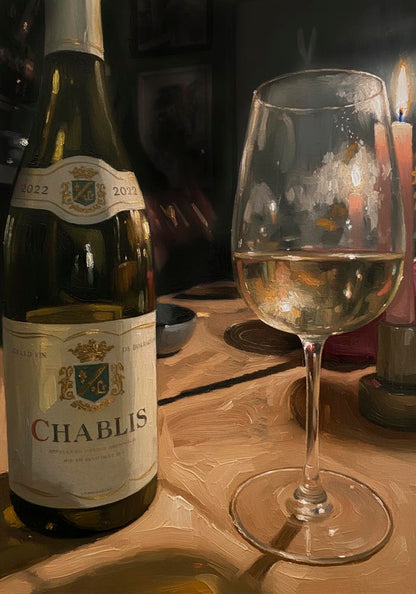 White wine and friends over Art Poster