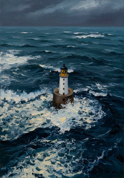 Lighthouse in the storm Art Poster