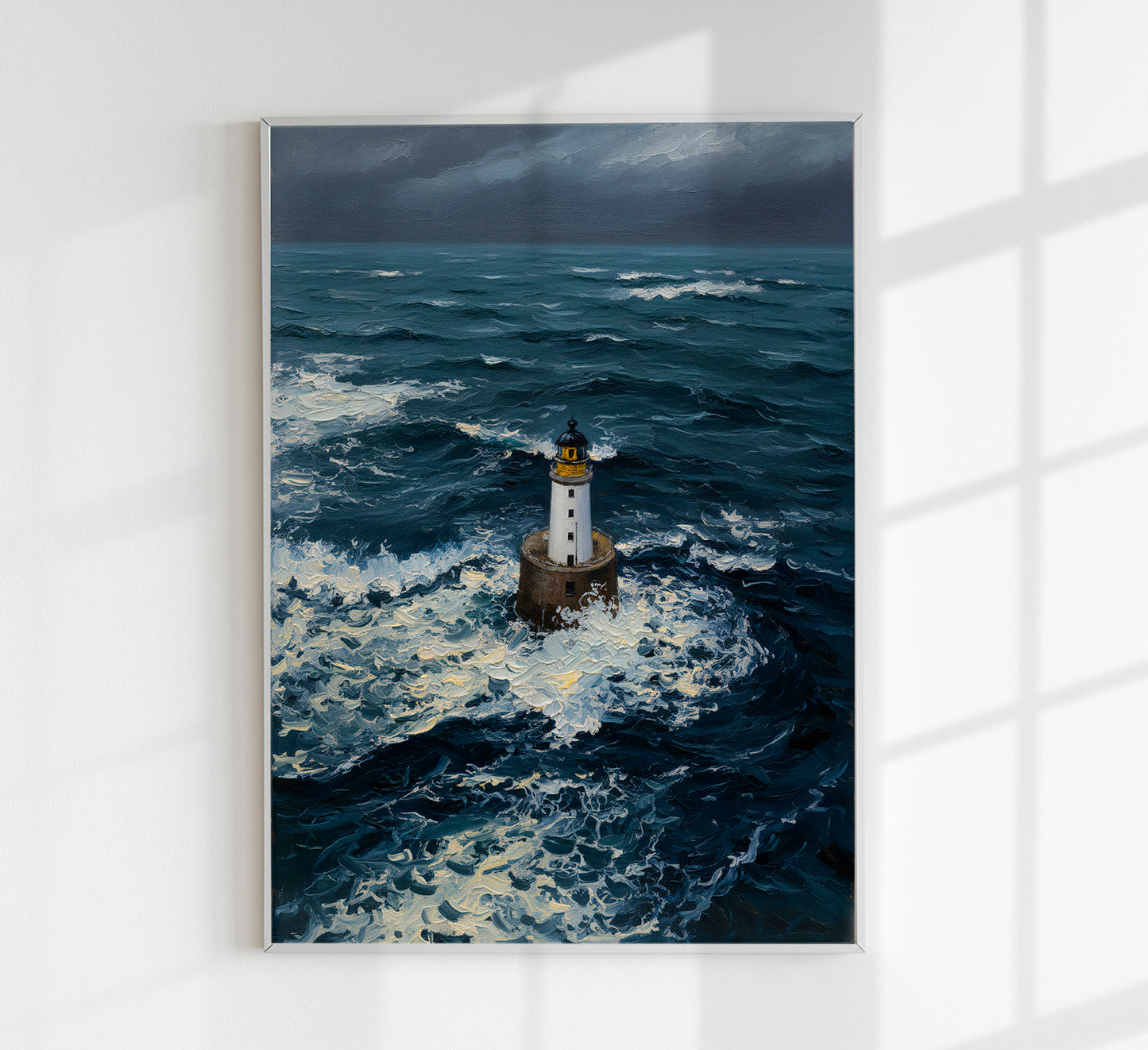 Lighthouse in the storm Art Poster