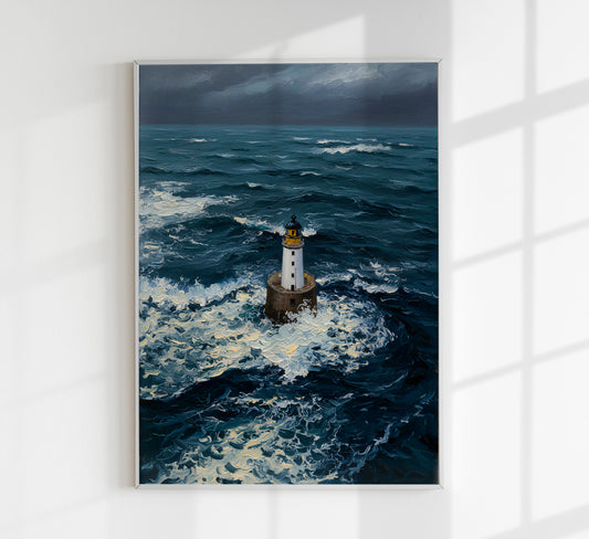 Lighthouse in the storm Art Poster