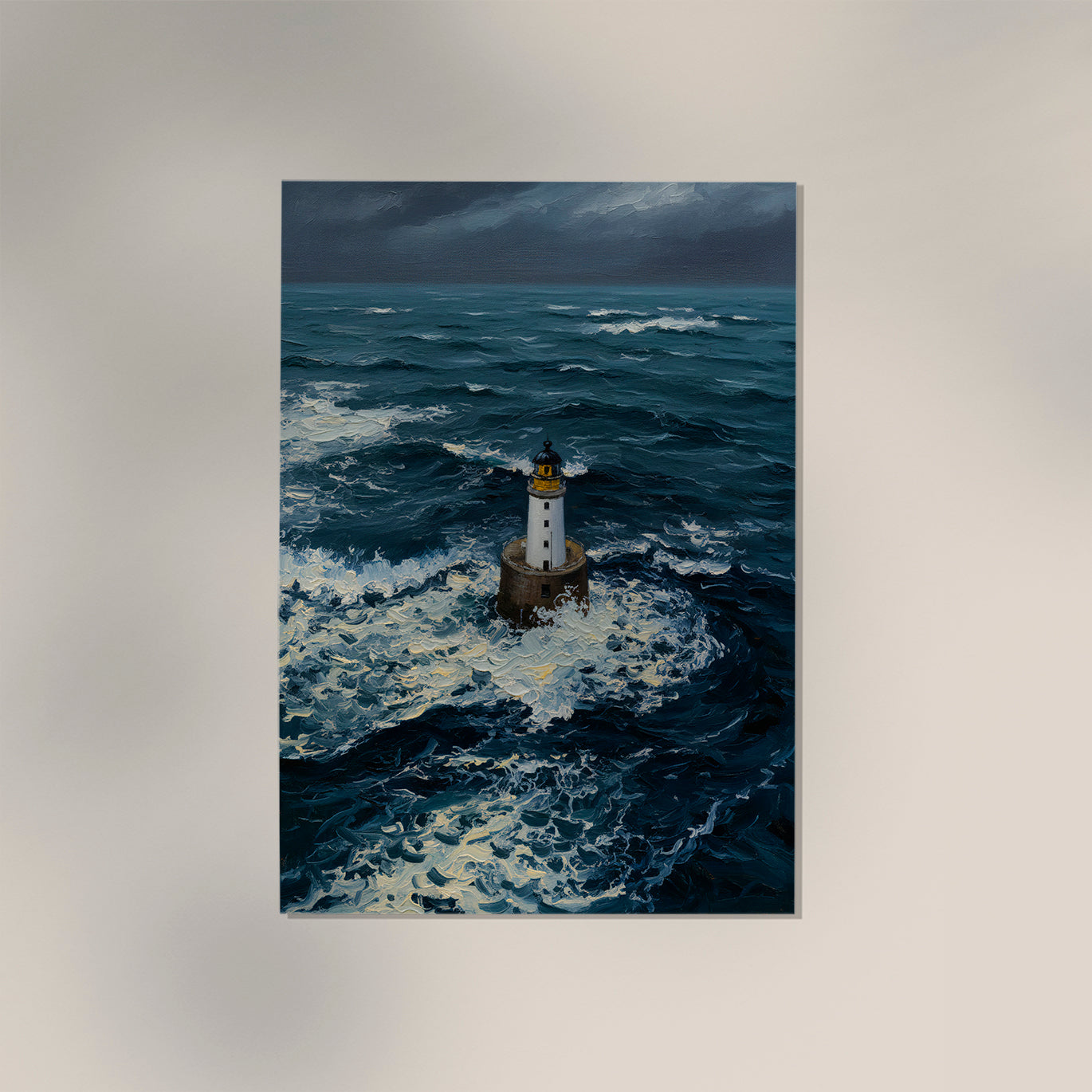 Lighthouse in the storm Art Poster