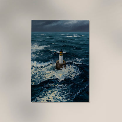 Lighthouse in the storm Art Poster