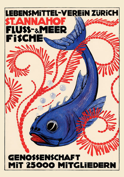 Fresh Fish & Seafood Austrian Ad Vintage Poster