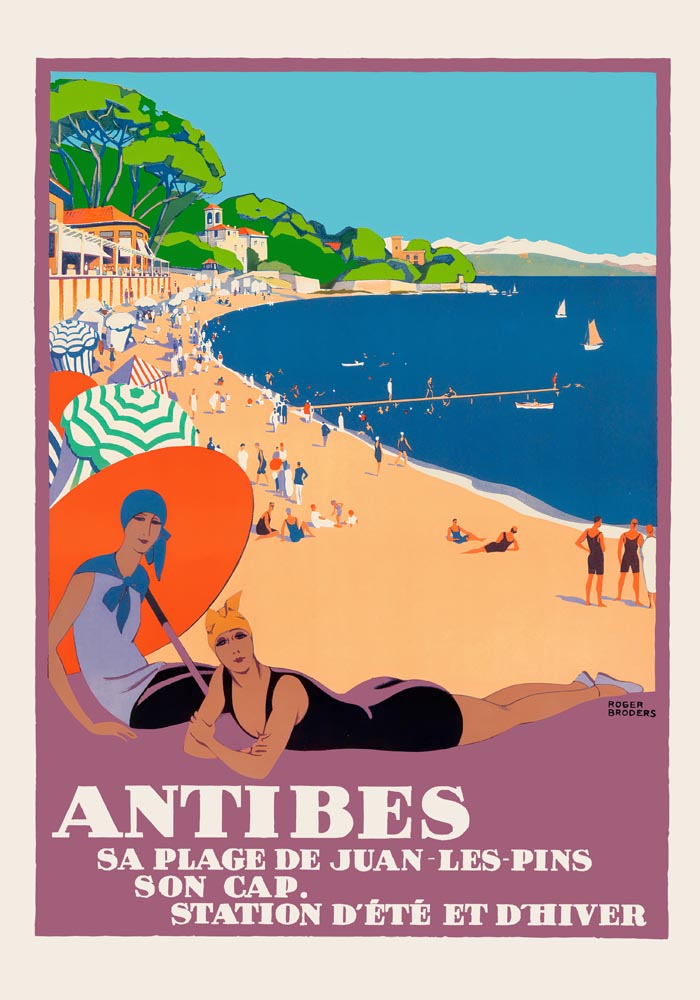 Antibes by Roger Broders – Vintage French Travel Poster