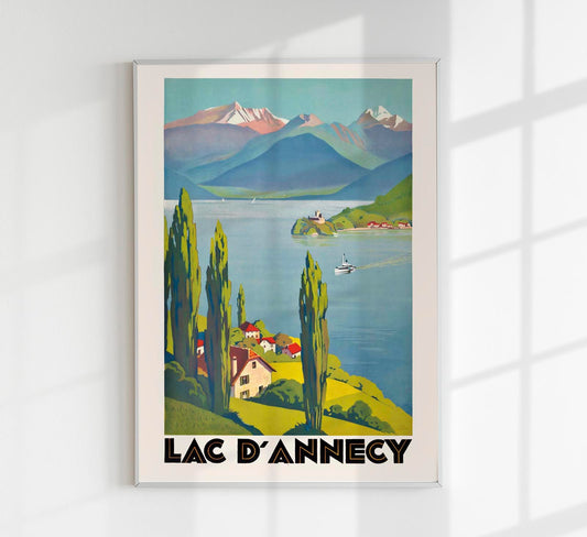 Lac d'Annecy by Roger Broders – Vintage French Travel Poster