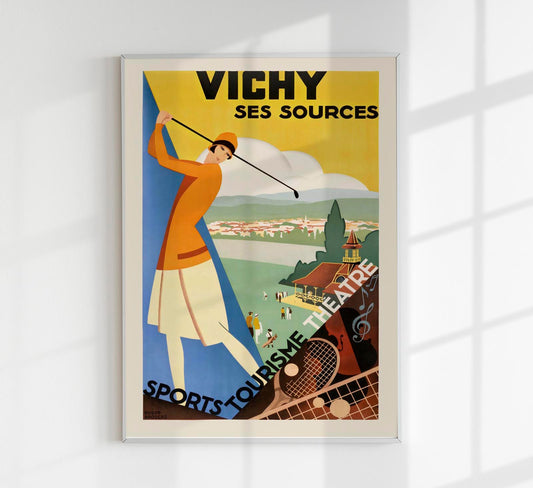 Vichy Ses Sources by Roger Broders – Vintage French Travel Poster